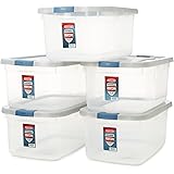 Rubbermaid Roughneck Clear Storage Container, 50 qt., Clear Base (1192), Pack of 5