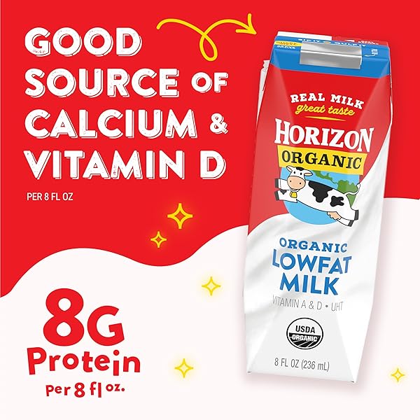 HORIZON ORGANIC SHELF STABLE 1% LOWFAT MILK BOXES, PACK OF 18 – 8G PROTEIN PER SERVING