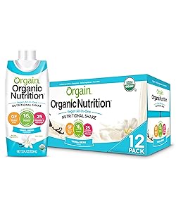 Orgain Organic Vegan Plant Based Nutritional Shake, Vanilla Bean - Meal Replacement, 16g Protein, 25 Vitamins & Minerals, Dairy Free, Gluten Free, 11 Ounce, 12 Count (Packaging May Vary)