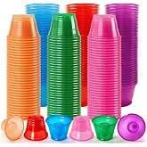HOME BREEZE 300 Pack Disposable Bomber Cups Color Plastic Jager Bomber Shot Glasses Highly Durable and Reusable Double Shot Cups Perfect for Shots for Wedding, Party, Easter, St. Patrick's Day