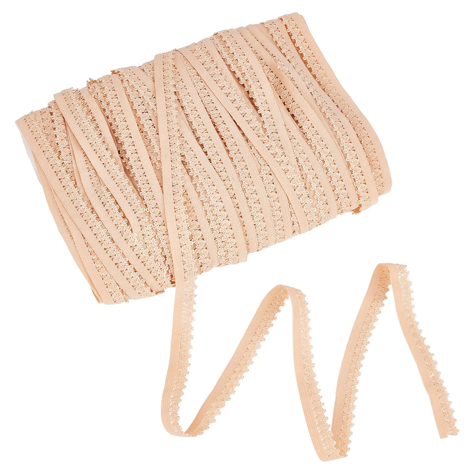 NICENEEDED 50 Yards Elastic Embroidery Strap, Embroidered Lace Sew on Trims, Stretchy Ribbon Lace Fabric Trimmings for DIY Craft and Hair Tie Headband Lingerie Underwear Sewing