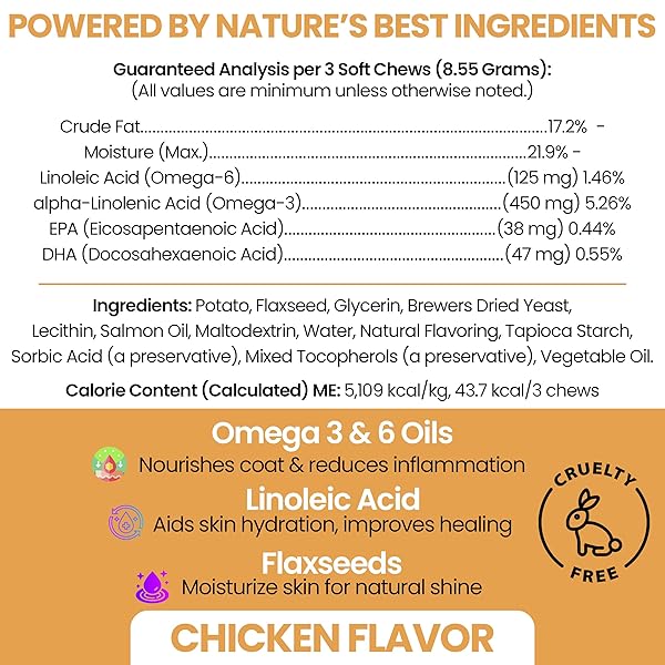 OMEGA 3 FISH OIL FOR DOGS – 180 SOFT CHEWS FOR ITCH RELIEF, SHEDDING & HOT SPOTS – SKIN AND COAT SUPPLEMENT – SALMON OIL, EPA & DHA – ALLERGY CHEWS – MADE IN USA – CHEW + HEAL