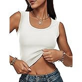 Women Wide Strap Ribbed Cropped Tank Tops 2026 Summer Trendy Crop Top Tight Fit Basic Sleeveless Camisole