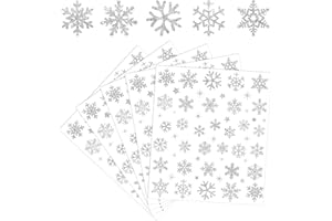 Whaline 330Pcs Winter Glitter Stickers Silver Snowflake Decals Self Adhesive Stickers for Christmas Home Party DIY Crafts Supplies, 10 Sheets