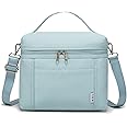 NOL Natural Organic Lifestyle Insulated Lunch Bags for Women Cooler Bag Lightweight Nylon Waterproof Lunch Box For Work (Light blue, Medium(normal))