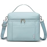 NOL Natural Organic Lifestyle Insulated Lunch Bags for Women Cooler Bag Lightweight Nylon Waterproof Lunch Box For Work (Light blue, Medium(normal))
