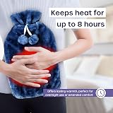 volila 3.5L Extra Large Hot Water Bottle with Blue Faux Fur Cover view 6