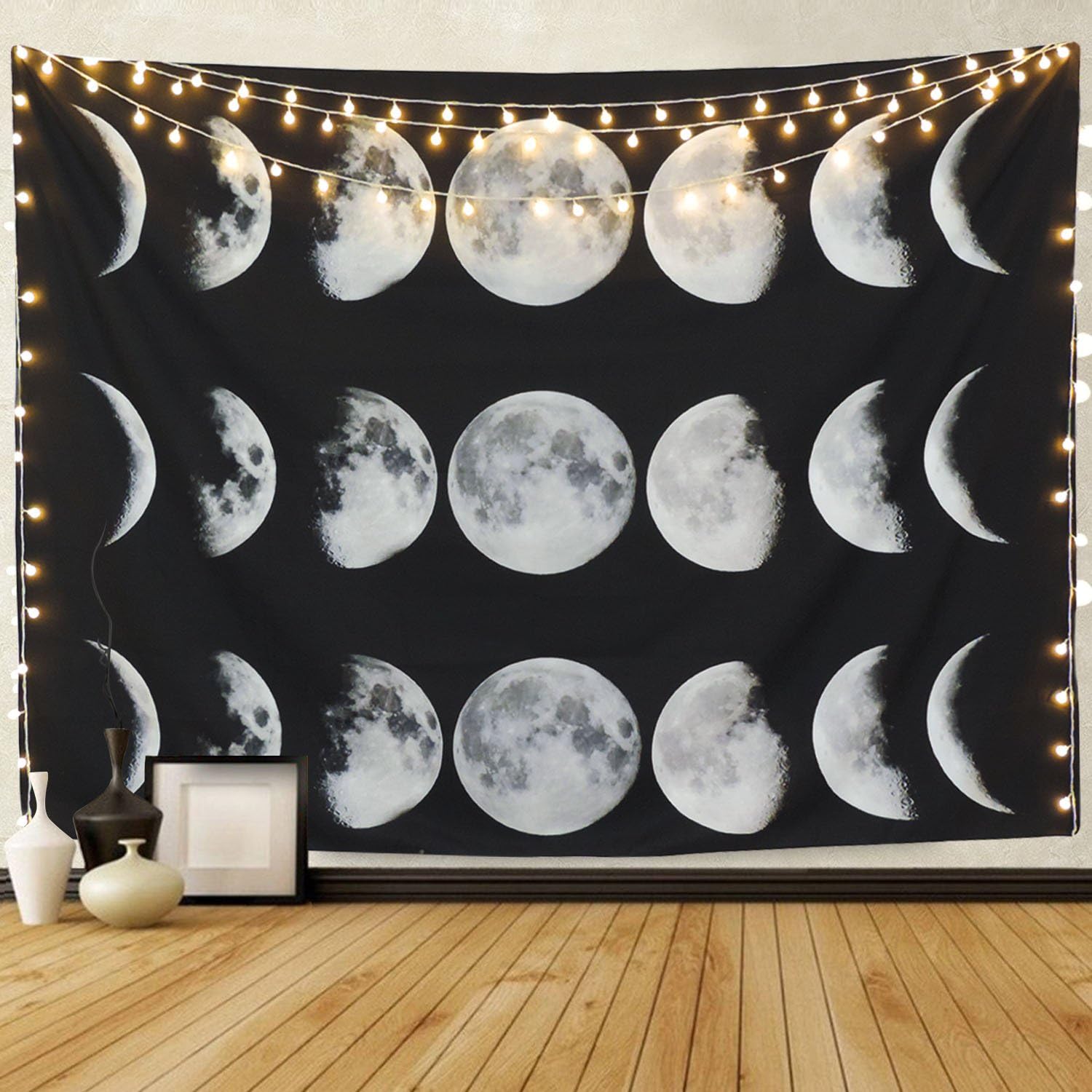 Martine Mall Tapestry Moon Phase Tapestry Wall Tapestry Wall Hanging Tapestries Trippy Tapestry Wall Decor Tapestry for Bedroom Aesthetic (51.2"x 59.1")