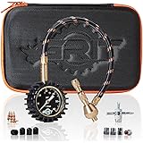 Rapid Air Down Tire Deflator Offroad Kit, PSI Tire Pressure Gauge [Glows in Dark] & Custom Foam Case + Chrome Caps & Valve Co