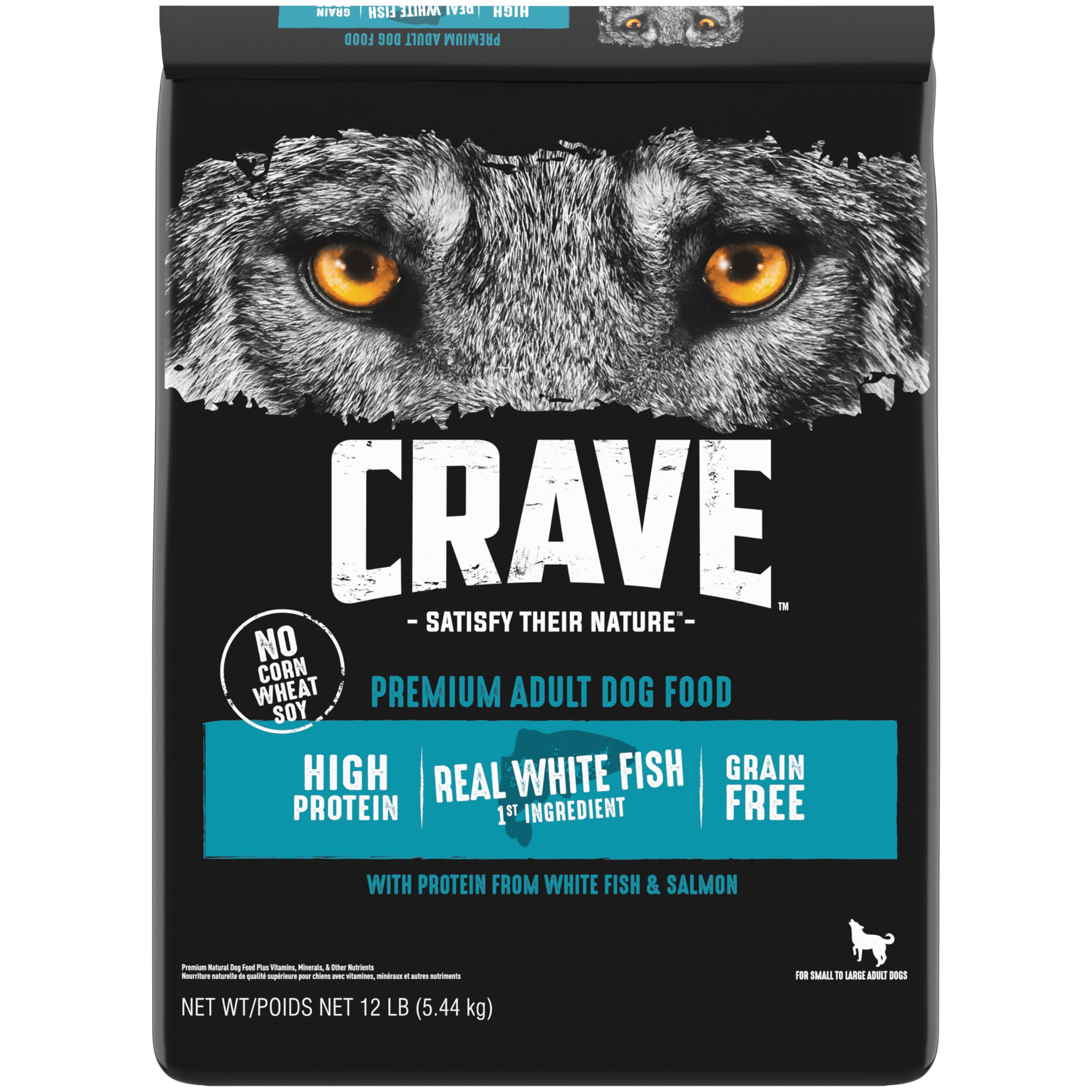 Photo 1 of CRAVE Grain Free High Protein Adult Dry Dog Food, White Fish & Salmon, 12 lb. Bag BB OCT 26, 2025