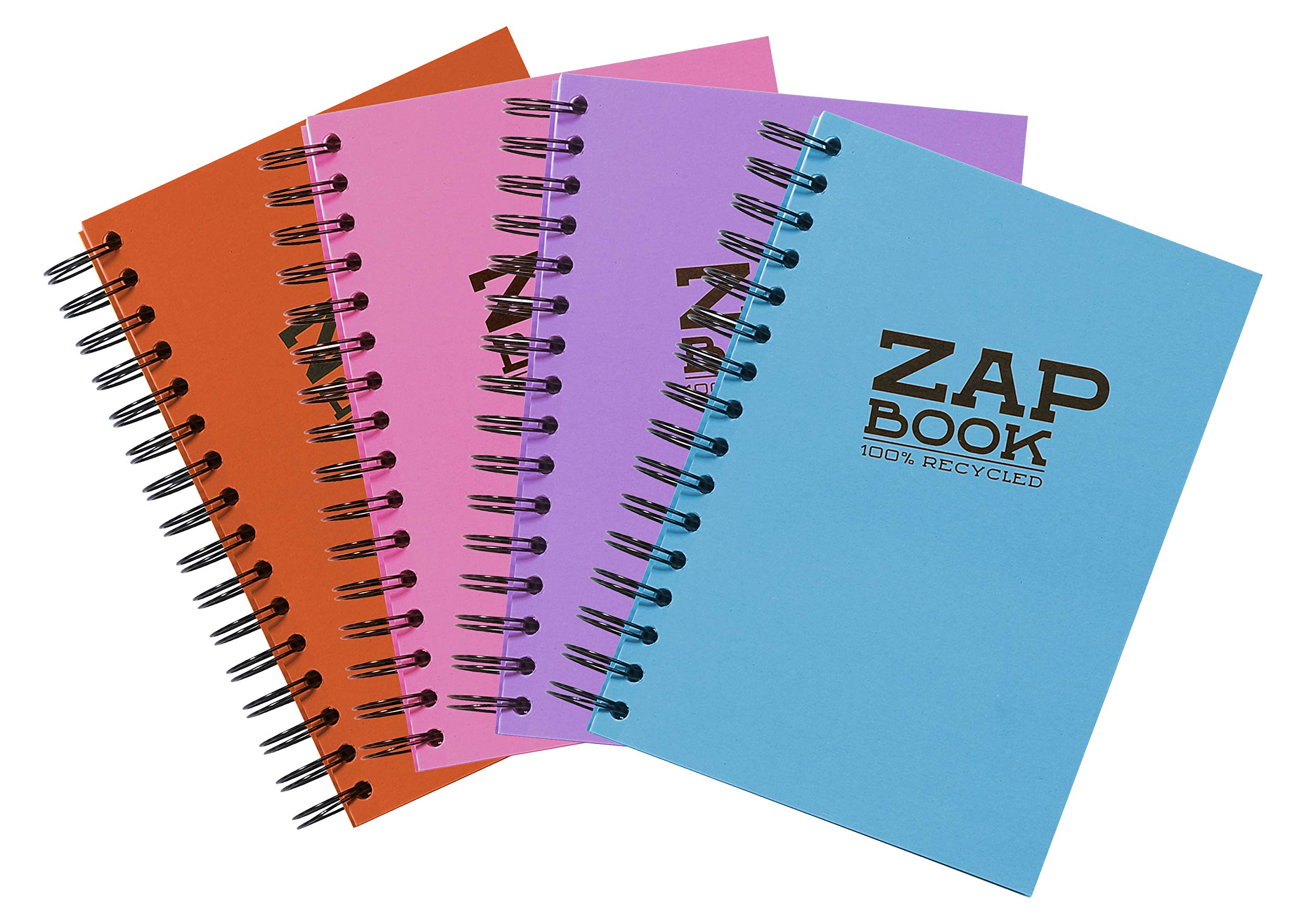 Clairefontaine - Ref 8359C - Recycled Zap Book (160 Pages) - A6 (148 x 105mm) Size, Recycled 80gsm Paper, Acid Free, pH Neutral - Assorted Pastel Colours ( Pack of 5)
