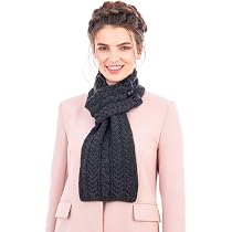 Aran Loop Wool Scarf (Charcoal) at 