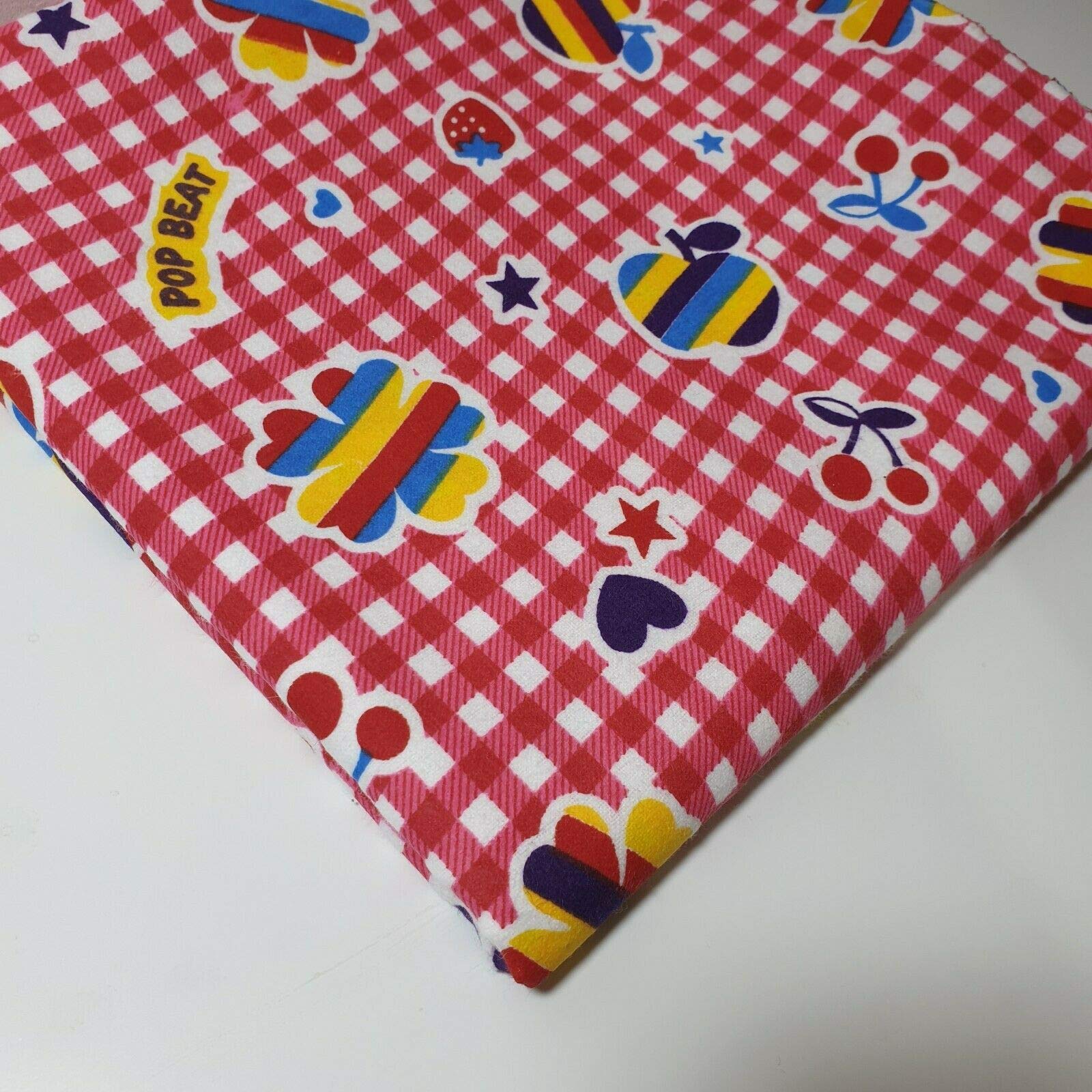 100% Brushed Cotton Flannel Fabric Tartan Winceyette Craft Dress Material 44" - 112 cm Wide Sold As 1 Meter Pre - Cut Lengths (Pink Gingham Pop Beat)