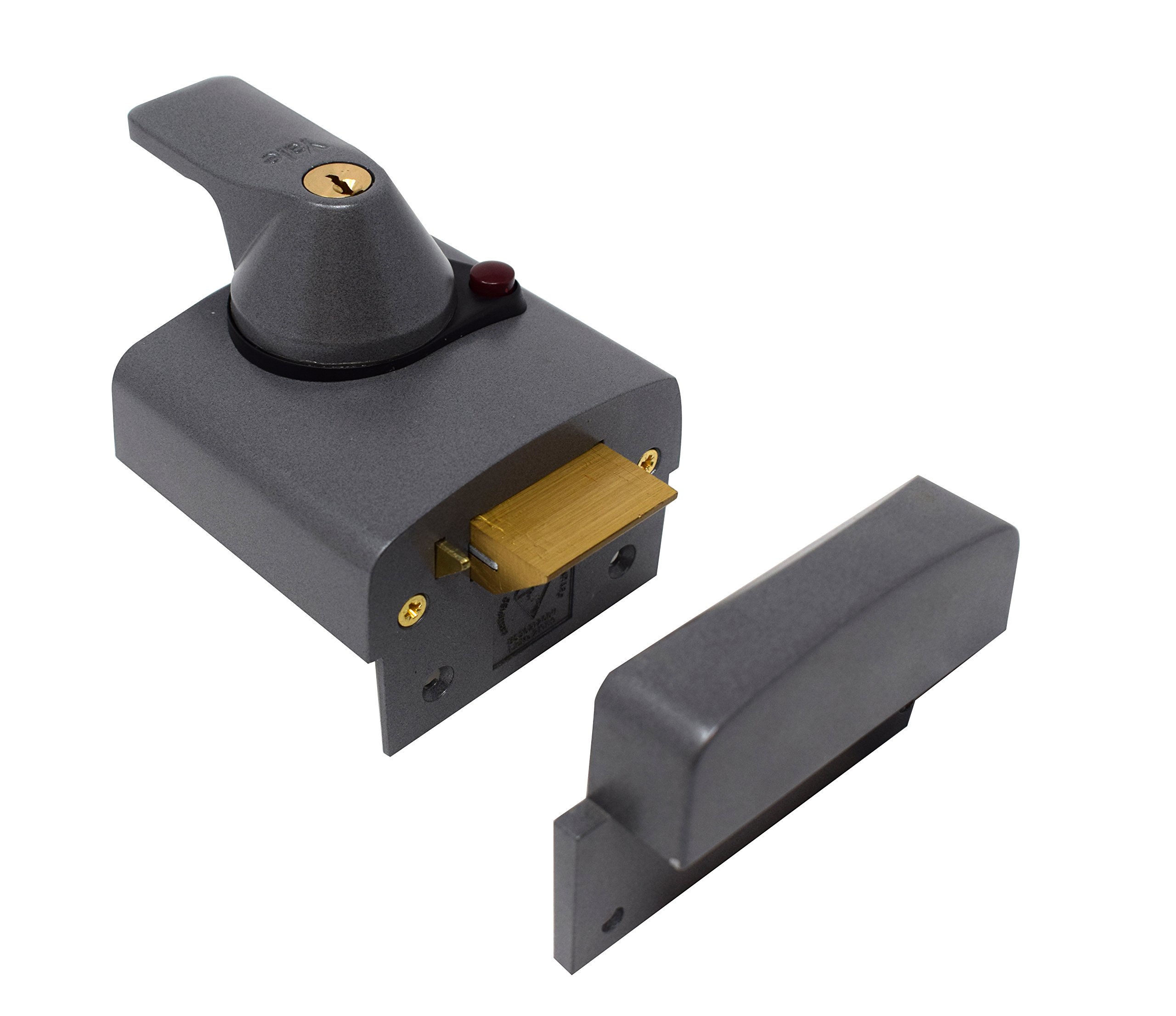Yale P-BS2-DMG-PB-40, BS2 British Standard Nightlatch, Dark Metallic Finish, High Security Approved by Insurance Companies, Dark Metallic Gray, 40 mm