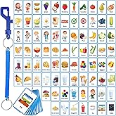 Equsion 81 Pcs Autism Communication Cards Nonverbal Communication Board Autism Flashcards with Retractable Plastic Spring Cor
