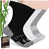 NOLUNT Diabetic Socks for Men,6 Pairs Crew Mens Diabetic Neuropathy Socks for Men Size 9-11/10-13/13-15