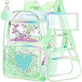 TXHVO Clear Backpack, Heavy Duty Transparent Bookbag, See Through PVC Backpacks for Men Women