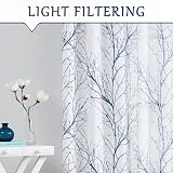 Fmfunctex Blue Semi Sheer Curtains 72in Drop 2 Panels Tree Branch Linen Textured view 4