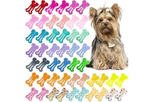 Rimobul 1" Mini Pet Hair Clip - Rimobul 50 Pieces Dog Hair Clips Bone Shaped Snap Pet Hair Barrettes Multicolor Small Snap Hair Clips Puppy Hair Accessories for Yorkie Puppy Pet 25 Styles