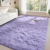 DweIke Fluffy Lavender Purple Rugs for Bedroom Living Room, 4x6 Feet Soft Plush Shaggy Lilac Purple Girls Boys Kids Rug, Non-Slip and Machine Washable Carpet for Dorm Nursery Classroom Decor