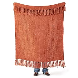 PANDATEX Thick Chunky Orange Knitted Throw Blanket