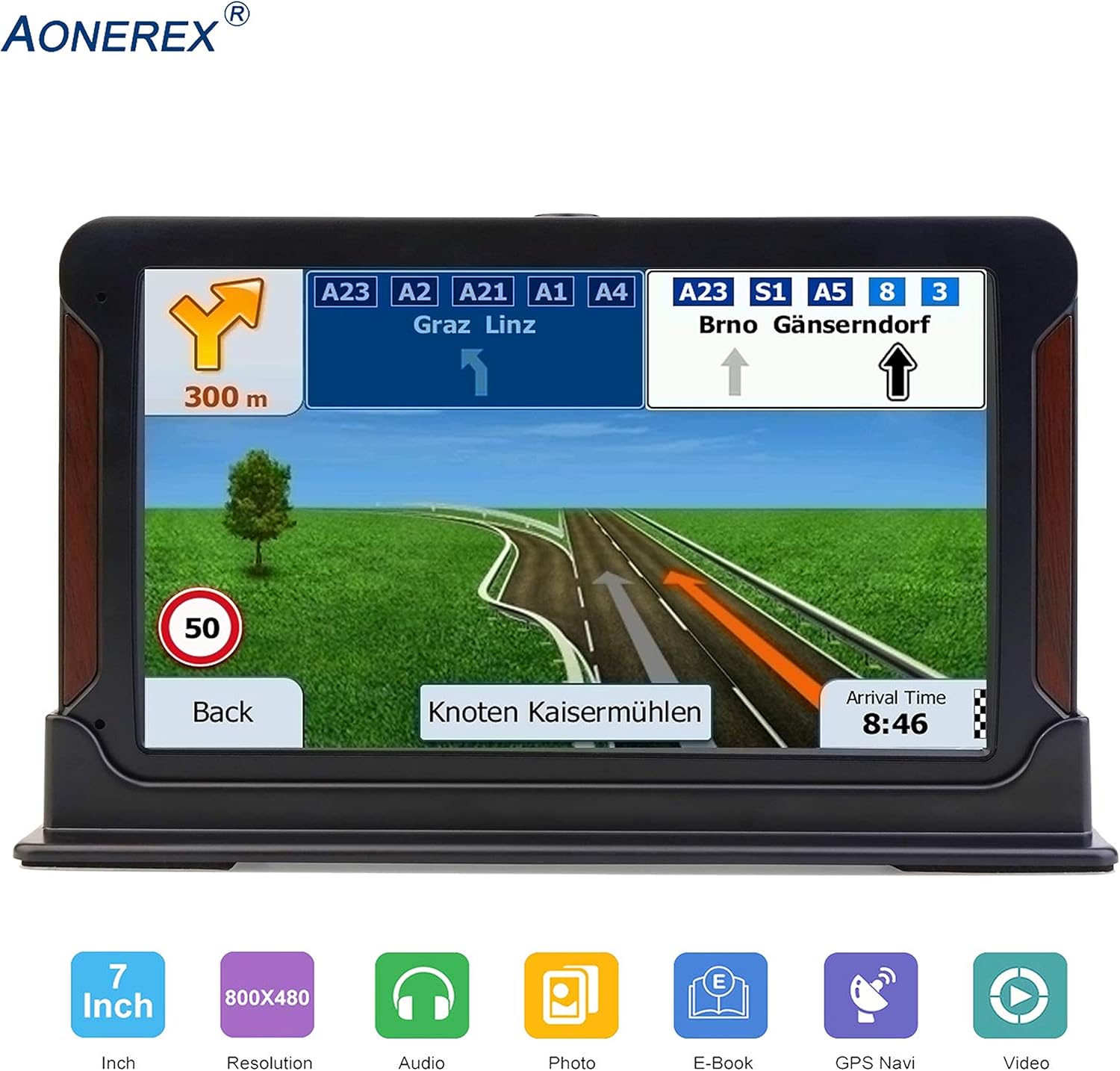 Super Saturday Aonerex Car Sat Nav GPS Navigation System 7 Inch HD