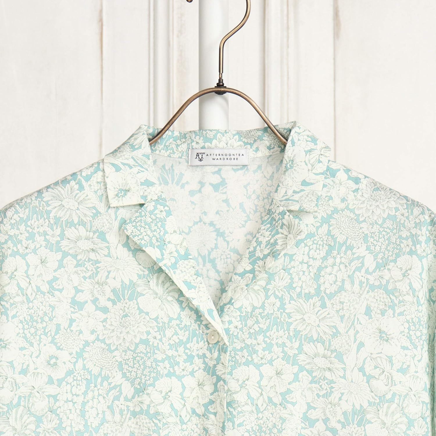 Amazon アフタヌーンティー リビング Afternoontea Living ワンピース チュニック Gn24 リバティ プリント 開襟 ワンピース グリーン ワンピース チュニック 通販