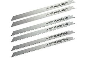 NEWURBAN 6 Pack Stainless Steel Reciprocating Saw Blades for Frozen Meat Bone Food Cutting 12 in (300mm) / 3TPI - 2 pcs / 8TP