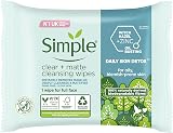 Simple Daily Skin Detox Clear Matte Biodegradable Wipes 20ct Vitamin B3 Oily