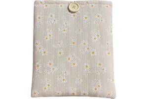 ZOSIANA DESIGNS Embroidered Book Sleeve with Daisy Design - Elegant Book Cover, Padded Protector for Paperbacks & Hardcovers, Ideal for Book Lovers, Wooden Button Closure (Beige - Daisy Blossom, Large)