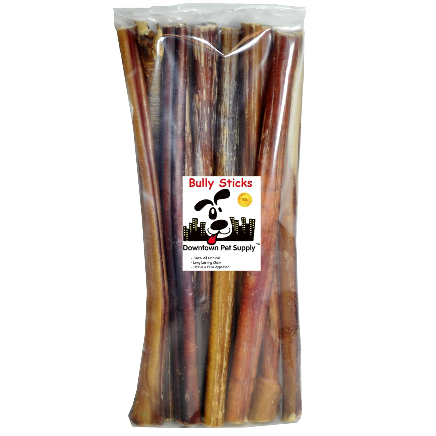12" BULLY STICKS Large Select Thick Dog Chew Treats, Natural Beef