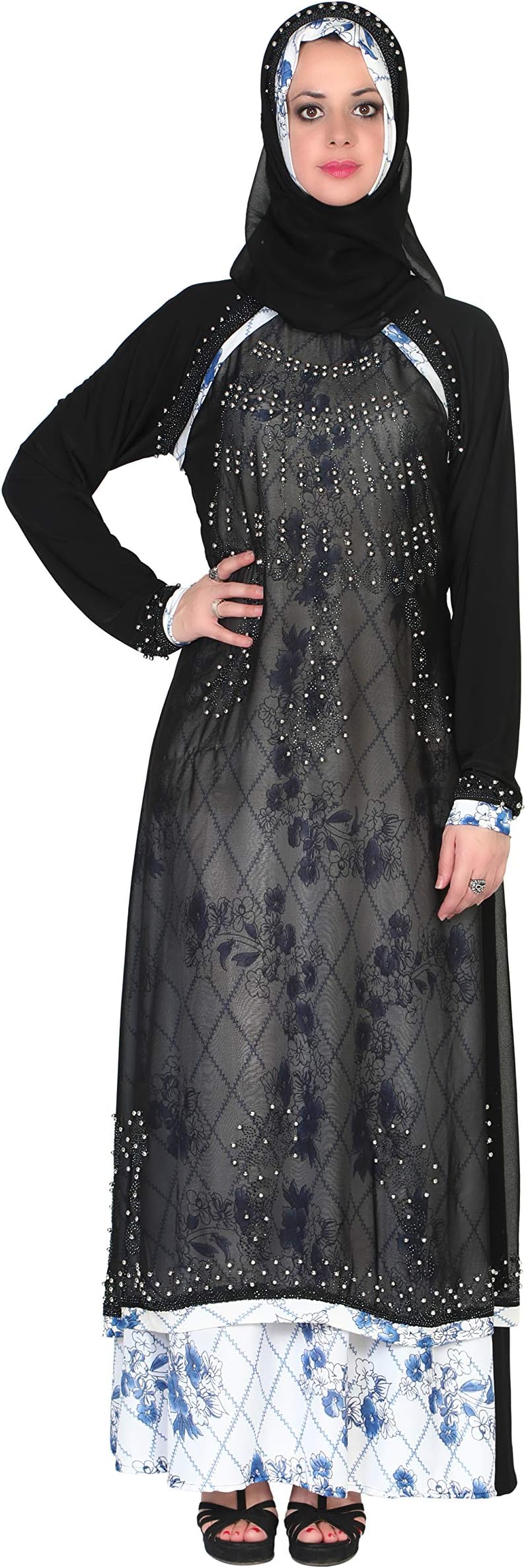 Designer Burkha- Abaya/Hijab Set - Premium Cystal Lycra Fabric