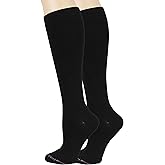 2 Pairs Dr. Motion Compression Knee-Hi Women's Socks Black Size 9-11