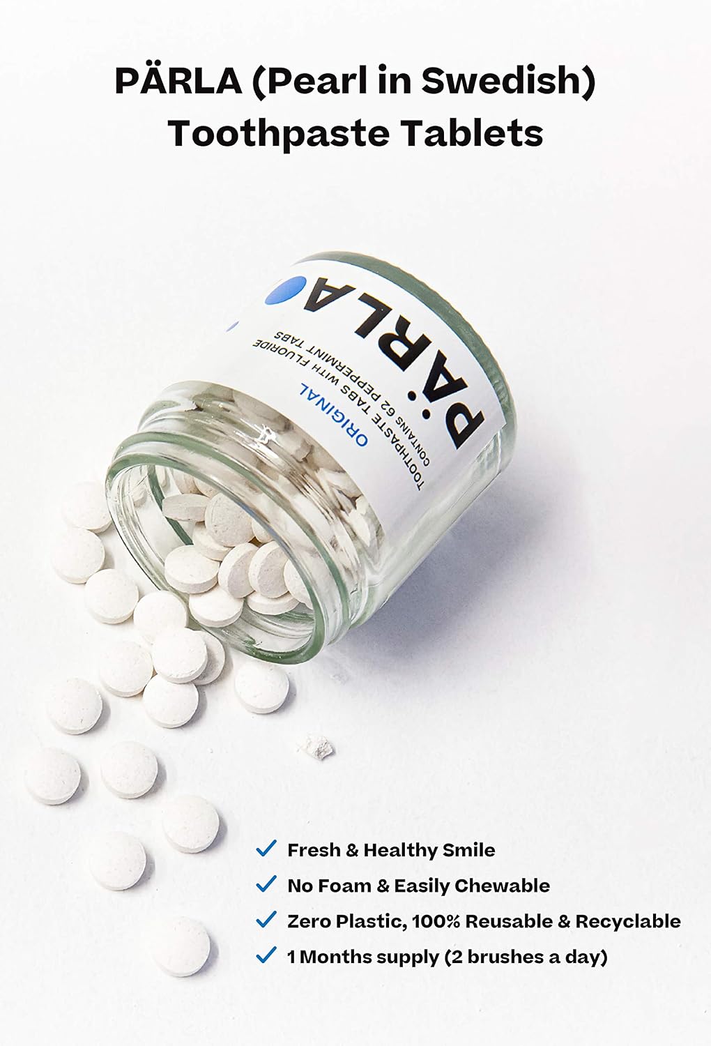 PÄRLA Original Toothpaste Tablets with Fluoride, White, 62 Count (Pack of 1) - Image 5