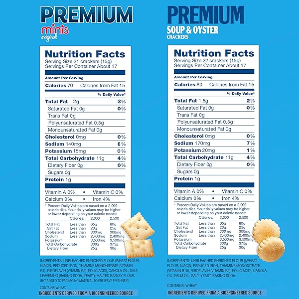 PREMIUM SALTINE CRACKERS VARIETY PACK, 2 MINI AND 2 SOUP & OYSTER CRACKERS, LUNCH SNACKS, BULK SNACKS, 4 PACKS