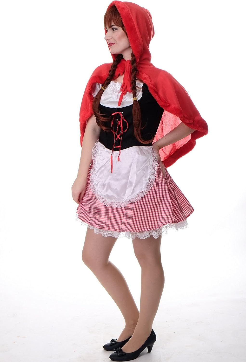 dressmeup - costume women's costume hood sexy red riding hood Size S/M L213, Red-black-white, S-M - Image 3
