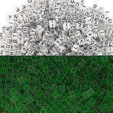 ToBeIT1000Pcs Cube Beads Glow Letter Beads Acrylic Letter Beads Glow in The Dark Beads for Jewelry Making, Bracelets, Necklaces(6 * 6glow Black)