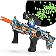 QOGELY Large Gel Ball Blaster Gun Glow in The Dark, Manual and Automatic Splat Orby Gun, Fun Outside Toys Shooting Games for Backyard, Birthday Idea for Ages 14 and Up, Blue Mix Color