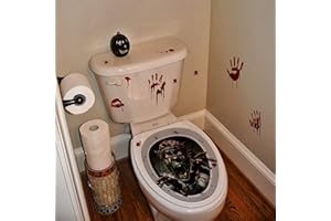 ROFARSO Halloween Toilet Lid Decals 3D Horrible Wall Stickers DIY Scary Home Decor Bathroom Screaming Bloody Dark Creatures Decoration Poster for Punk Party (Screaming Zombie)