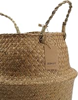 DOKOT Natural Seagrass Belly Basket with Handles Large Storage Laundry view 4