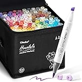 Ohuhu Alcohol Markers Brush Tip - 104-color Art Marker Set for Artists Honolulu Series - Double Tipped Alcohol Based Art Mark