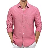 AOTIK Mens Oxford Button Down Shirt Long Sleeve Dress Shirts Solid Business Casual Office Shirts with Pockets