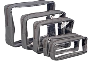 Remobia Hicol TSA Approved 5-Piece Diaper Bag Organizer Pouch Set Clear Waterproof TPU Kids Toiletry Storage Set Travel Packing Clutch Cube Bags for Baby Nursing (Grey)