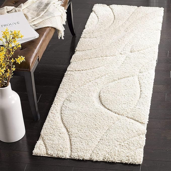 Buy iesu Modern Shaggy Carpets Polyester Bedside Runner Soft Rug Hall
