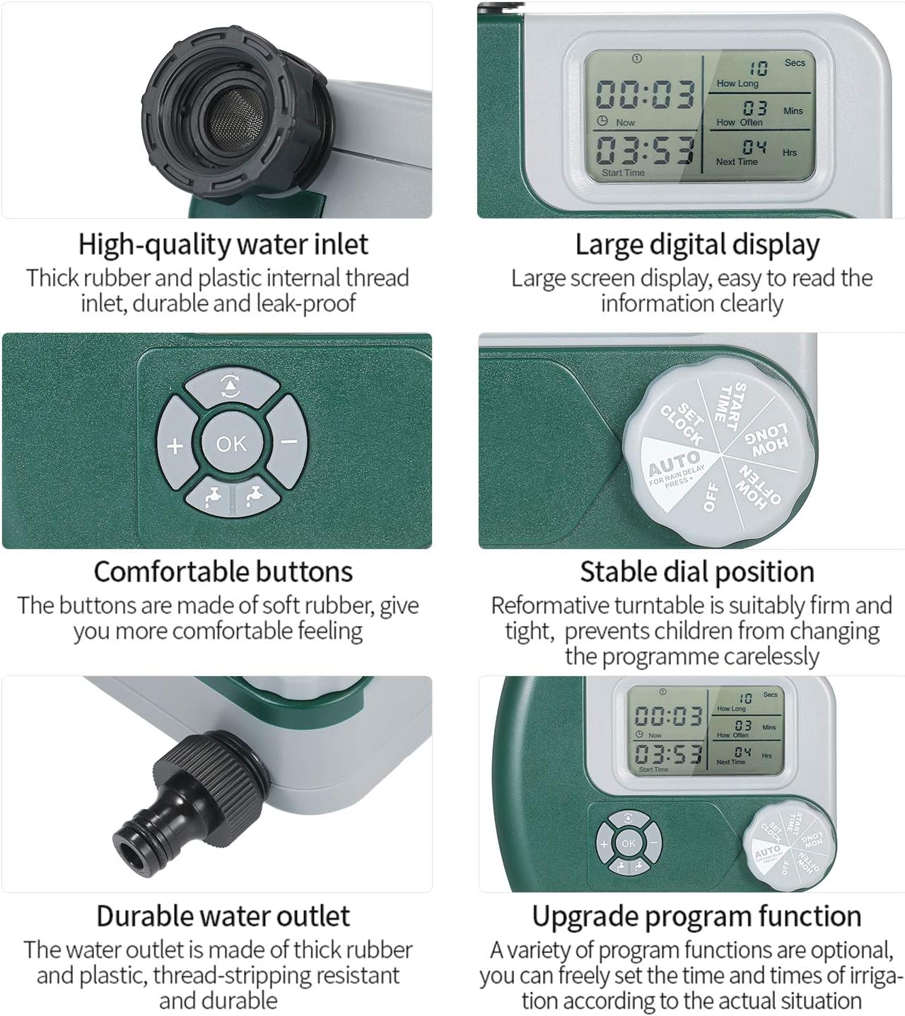 Roeam Hose Watering Timer Programmable Digital Hose Faucet Timer Outdoor Battery Operated Automatic Watering Sprinkler System Irrigation Controller with 2 Outlet for Garden Plants: Home & Kitchen