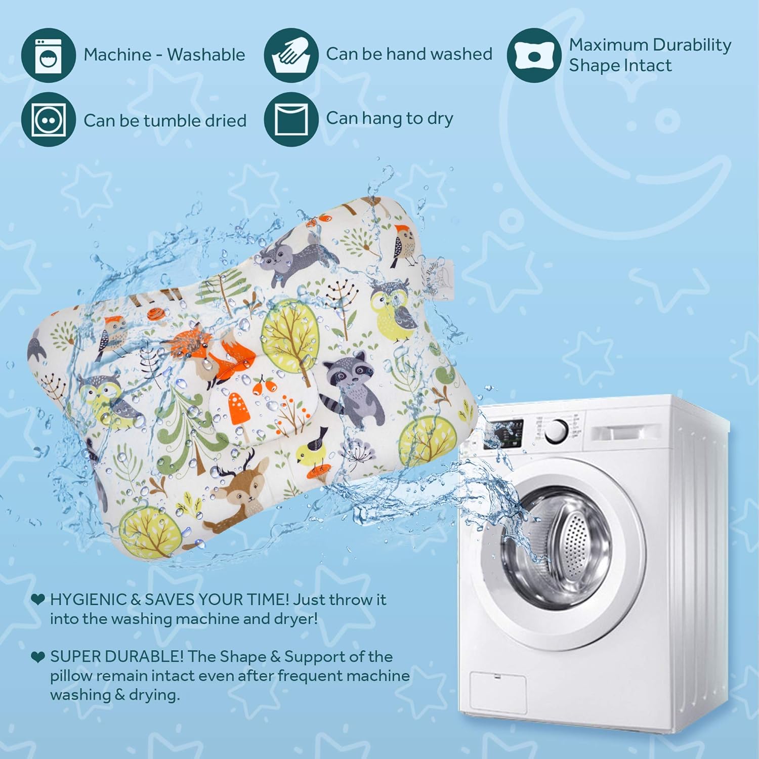 Baby Head Shaping Pillow - Flat Head & Reflux Prevention for Newborn Infants – Organic Cotton Hypoallergenic – 3D Breathable Air Mesh Neck Support – Machine Washable & Dry-able – Bib Shower Gift Set: Home & Kitchen