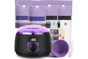 BLITZWAX Brazilian and Bikini Waxing Kit for Women, Hard Wax Warmer for Face, Legs and Body, At Home Hair Removal Kit, Beginner Friendly, Digital Fast Heating, 51 Wax Items