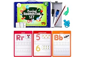 ELI & MIA Handwriting Practice for Kids| 2 Preschool Workbooks with Pencil Grips for Kids Handwriting| Preschool Learning Activities | Pre-k Preschool Busy Book for toddlers | Learning Resources| Letter tracing