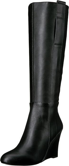 nine west black leather knee high boots