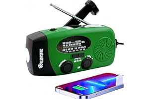 5000mAh Emergency Crank Weather Radio, iRonsnow NOAA/FM/AM Solar Radios, Portable Survival Radio with SOS, Earphone Jack, 1W 4 Modes LED Flashlight, Cell Phone Charger for Camping Hiking